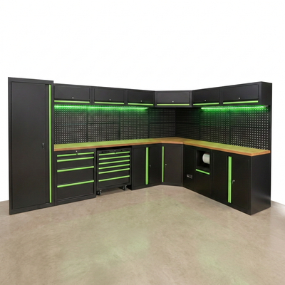 Modular Garage Cabinet System Built to Transform Organization, Heavy-Duty Steel Construction, Matte Black Finish