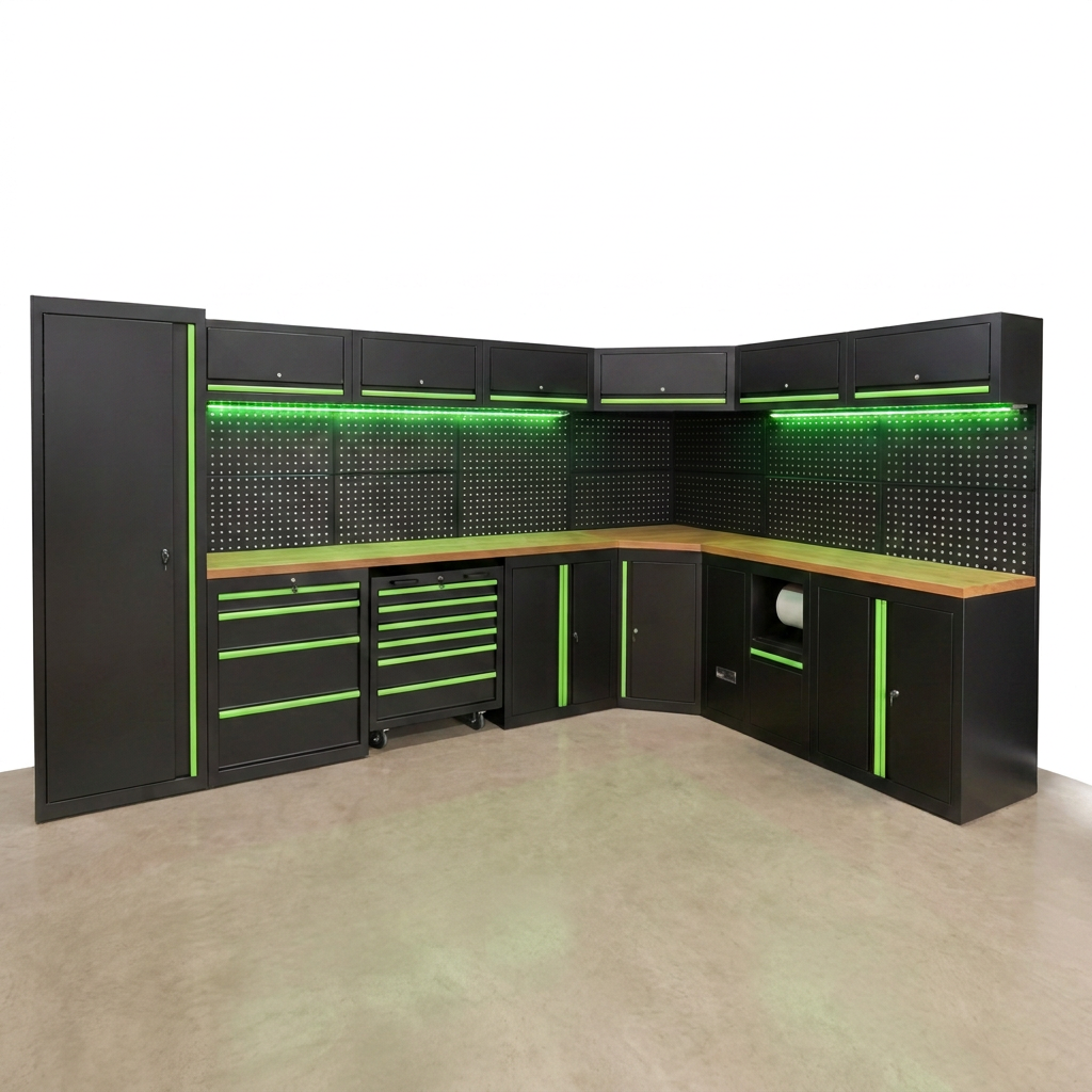 ApexForge Shadowline Pro Modular Garage Cabinet System — Studio Shot