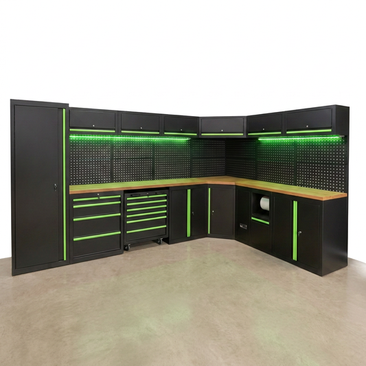 ApexForge Shadowline Pro Modular Garage Cabinet System — Studio Shot