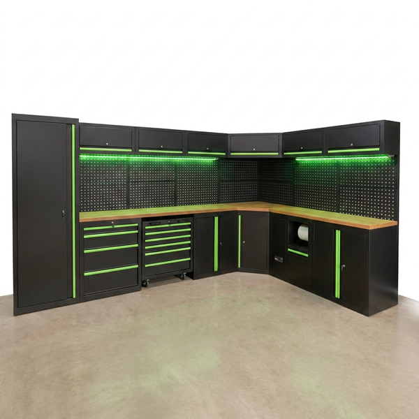 ApexForge Shadowline Pro Modular Garage Cabinet System — Studio Shot