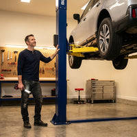 BlueForge Atlas A12 Asymmetric Two-Post Car Lift — Lifestyle