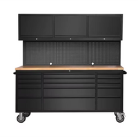 Professional Workstation Designed for Heavy-Duty Use, Solid Wood Top, Steel Hutch, Pegboard Backing